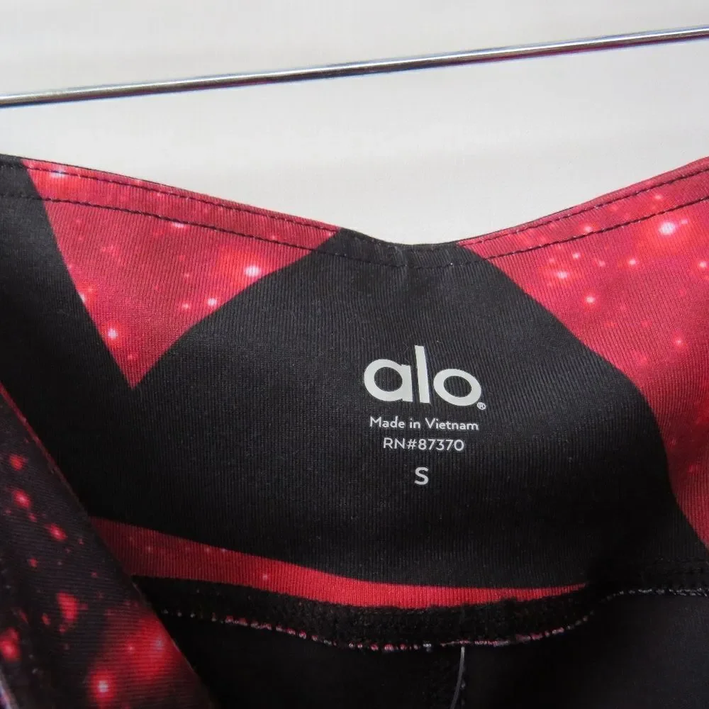 Alo Womens Goddess Black Legging Women's Small Red Geometric Space Pattern